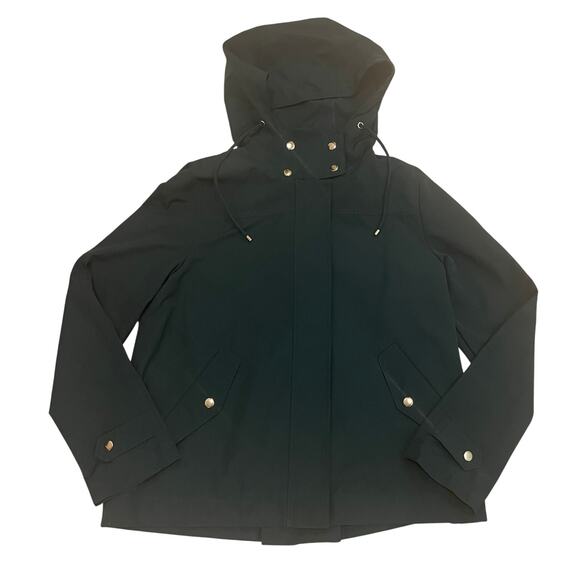 LOFT Hooded Raincoat Jacket Green | Gold Hardware, Minimalist Fall, M $130 NWT - Picture 8 of 8